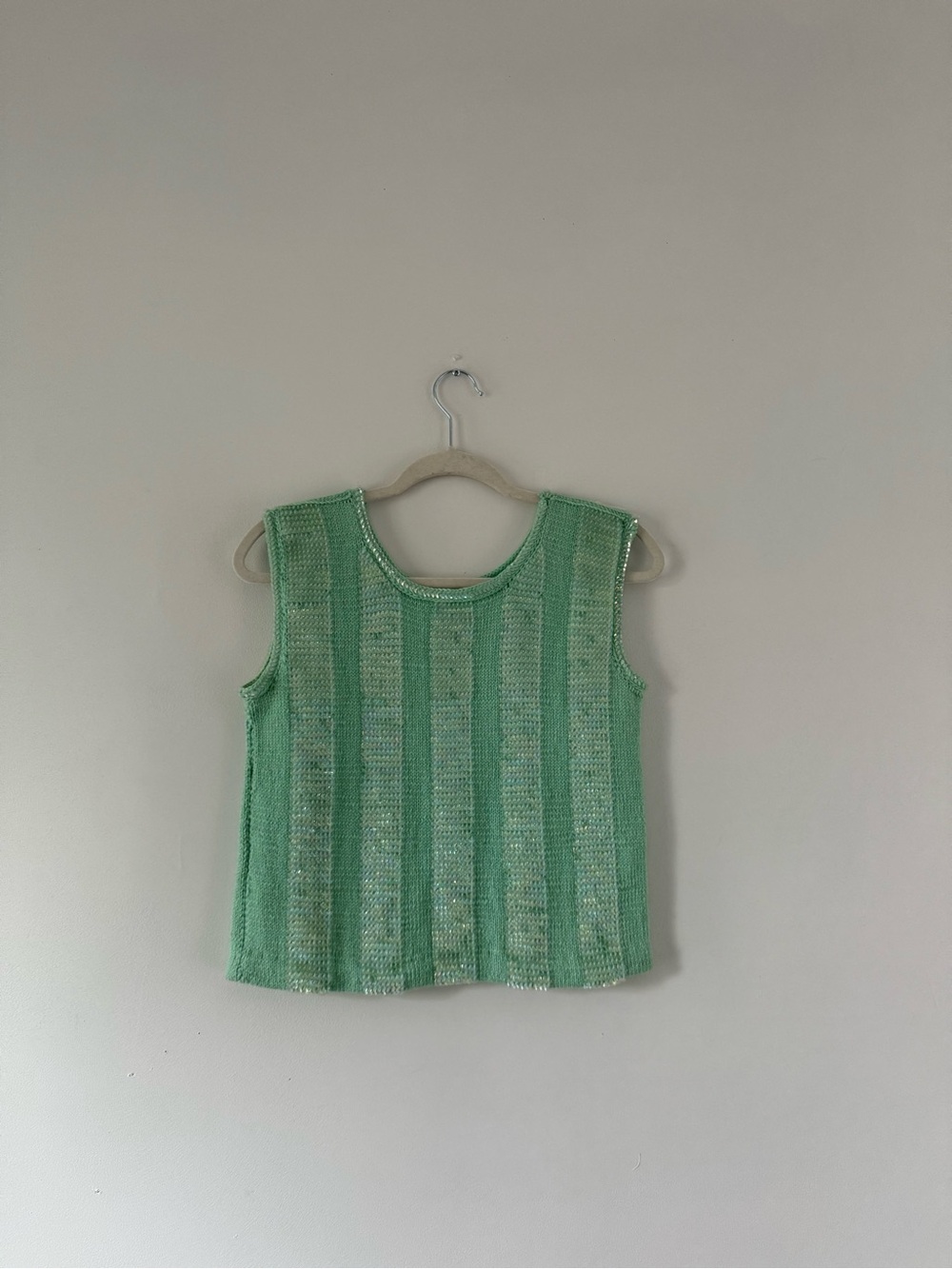 Vintage Y2K Hollister Mint Green Sequin Knit Sleeveless Top